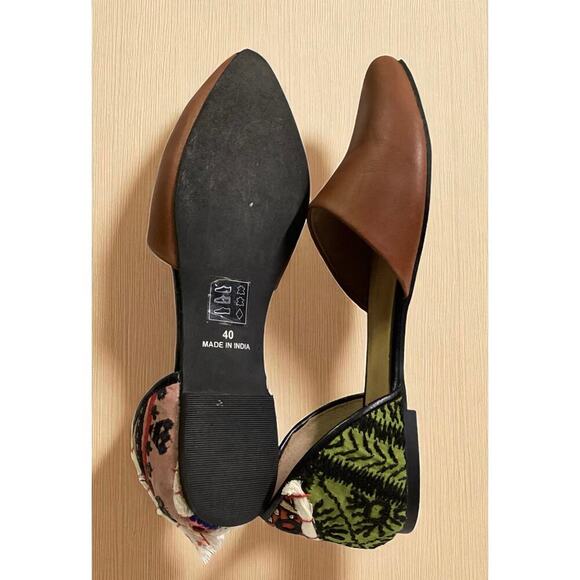 Free People D’orsay Rajah Embroidered pointed toe  flats size 40 - Picture 3 of 5